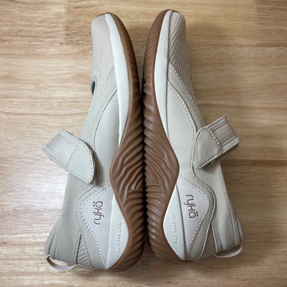Ryka Women's Echo Mary Jane Athletic Shoes Beige Size 8.5 Wide Comfort Hook Loop - Picture 4 of 10